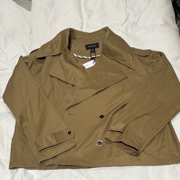 Karen Millen Khaki Double-Breasted Trench Coat - Picture 2 of 3